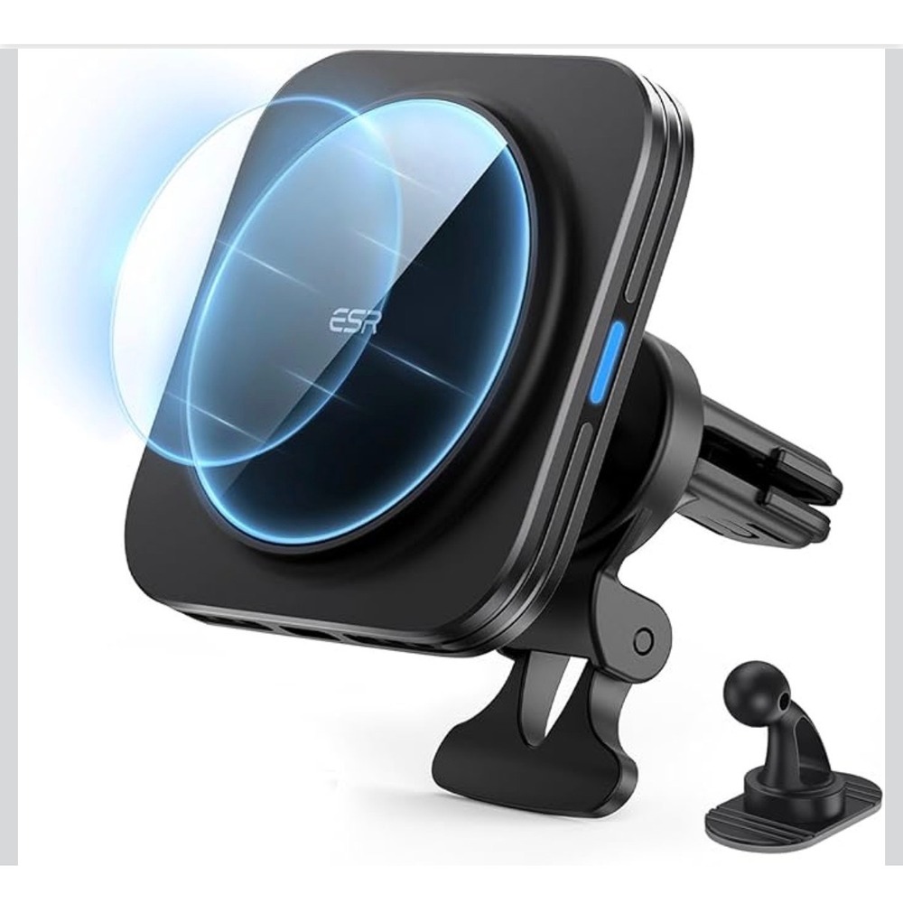 ESR HaloLock Magnetic Wireless Car Charger 15W MagSafe Fast Charging Mount Black